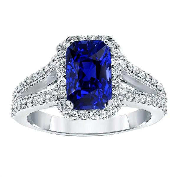 Diamond Anniversary Ring Radiant Cut Sapphire Split Shank 5.50 Carats