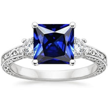 Diamond Anniversary Ring Vintage Style Ceylon Blue Sapphire 5.25 Carat
