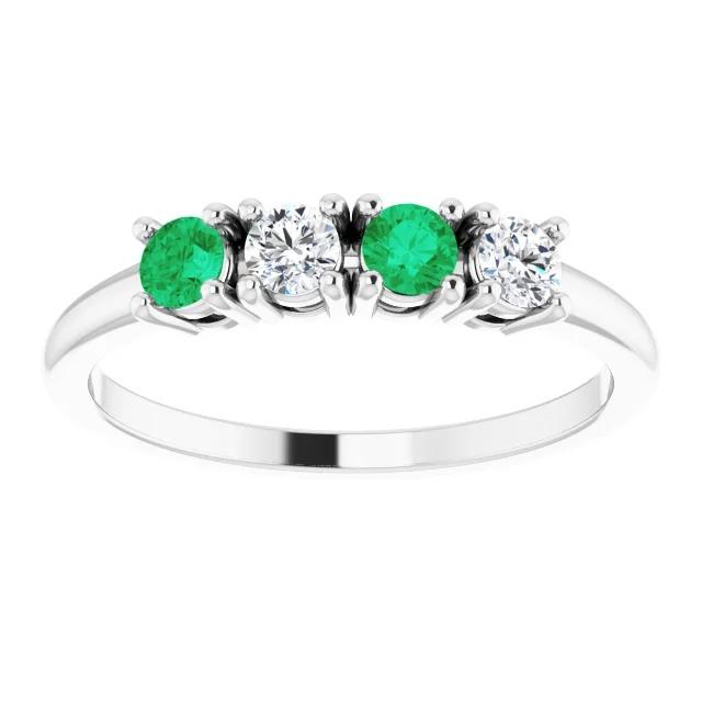 Diamond Band 0.80 Carats Green Emerald Ladies Jewelry New