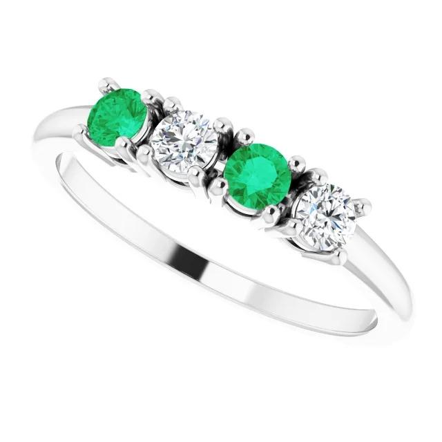 Diamond Band 0.80 Carats Green Emerald Ladies Jewelry New
