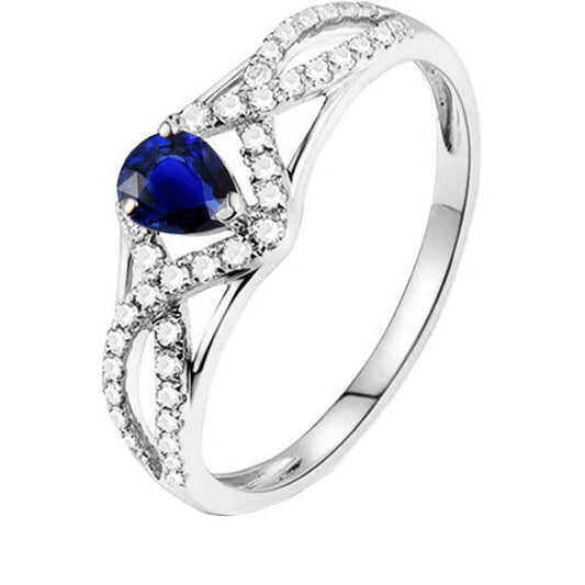 Diamond Blue Sapphire Engagement Ring Twisted Shank 2.50 Carats