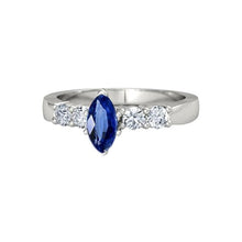 Diamond Blue Sapphire Ring Marquise & Round Jewelry 1.50 Carats