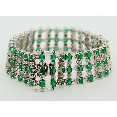 Diamond Carpet Bracelet Colombian Green Emerald 48.36 Carats