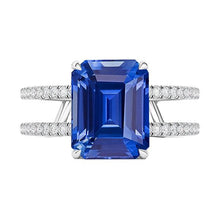 Diamond Emerald Blue Sapphire Engagement Ring Double Shank 4.50 Carats