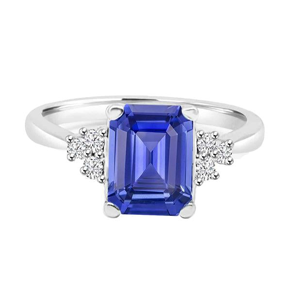 Diamond Emerald Ceylon Sapphire Anniversary Ring 3.50 Carats