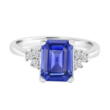 Diamond Emerald Ceylon Sapphire Anniversary Ring 3.50 Carats