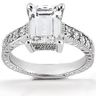 Diamond Engagement Ring 1.50 Ct. Vintage Style White Gold 14K