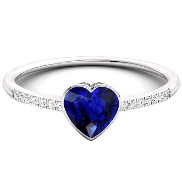 Diamond Engagement Ring Ceylon Blue Sapphire Bezel Set 2.50 Carats