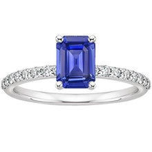 Diamond Engagement Ring & Emerald Blue Sapphire 4.25 Carats