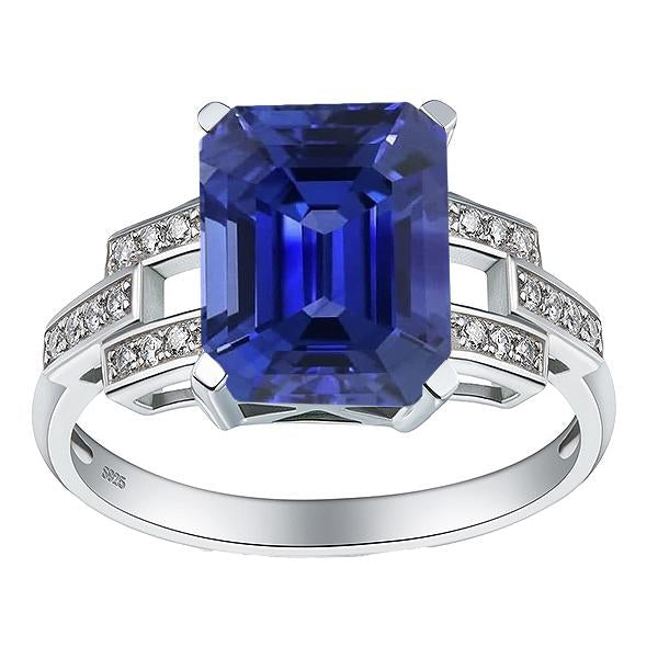 Diamond Engagement Ring Emerald Sri Lankan Sapphire 4 Carats