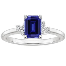 Diamond Engagement Ring Emerald With Accents Blue Sapphire 4 Carats