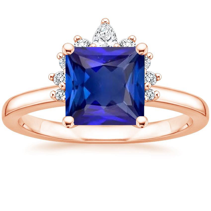 Diamond Engagement Ring Half Halo Princess Blue Sapphire 5.50 Carats