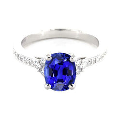 Natural Earth Mined Diamond Engagement Ring Oval Sri Lankan Sapphire 3.50 Carats