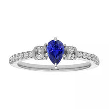 Diamond Engagement Ring Pear Blue Sapphire 2.50 Carats Gold