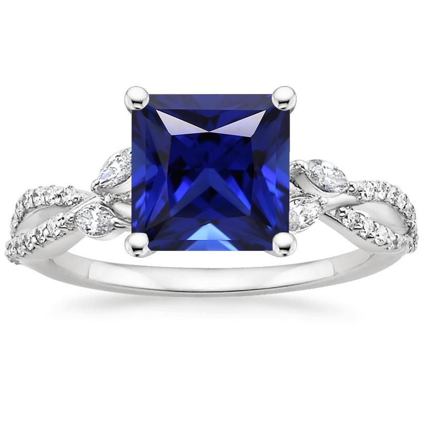 Diamond Engagement Ring Princess Sri Lankan Sapphire & Accents 6 Carat