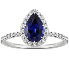 Diamond Engagement Ring Teardrop Style Pear Blue Sapphire 6.20 Carats