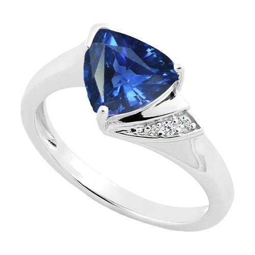Diamond Engagement Ring Trillion Deep Blue Sapphire 1.75 Carats