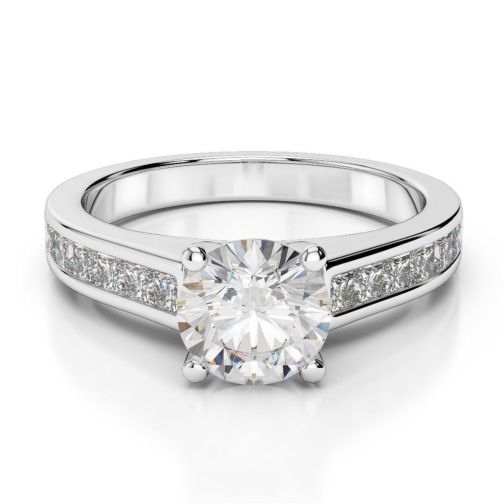 Diamond Engagement Ring With Accents 2.75 Carats White Gold 14K