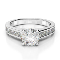 Natural Earth Mined Diamond Engagement Ring With Accents 2.75 Carats White Gold 14K