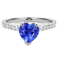 Natural Earth Mined Diamond Engagement Srilanka Sapphire Ring Scallop Set Accents 3 Carats