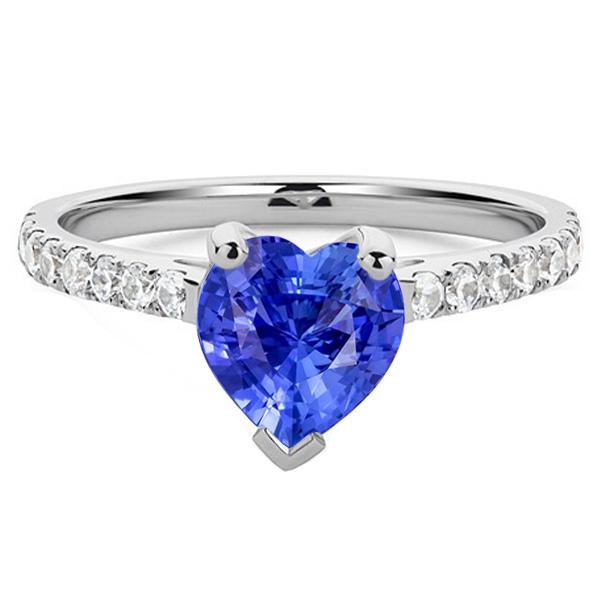 Diamond Engagement Srilanka Sapphire Ring Scallop Set Accents 3 Carats