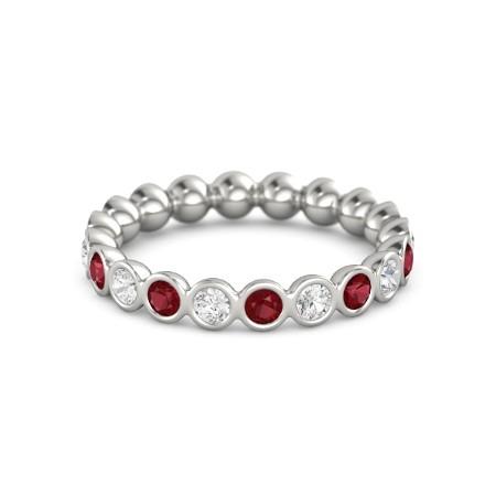 Diamond Eternity Band 1 Carat Burmese Ruby 14K White Gold Jewelry