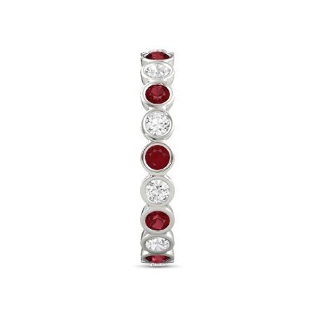 Diamond Eternity Band 1 Carat Burmese Ruby 14K White Gold Jewelry