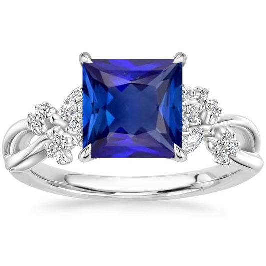 Diamond Fancy Ring Ceylon Sapphire & Marquise Cut Stones 5.50 Carats
