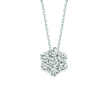 Diamond Flower Necklace Pendant 1.75 Carats 14K White Gold