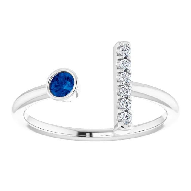 Diamond Gemstone Ring 0.48 Carats Ceylon Blue Sapphire