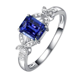 Natural Earth Mined Diamond Gemstone Ring Emerald Blue Sapphire Butterfly Style 3 Carats