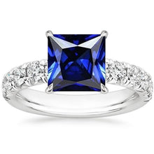 Diamond Gold Ring Prong Set Sri Lankan Sapphire With Accents 6 Carats