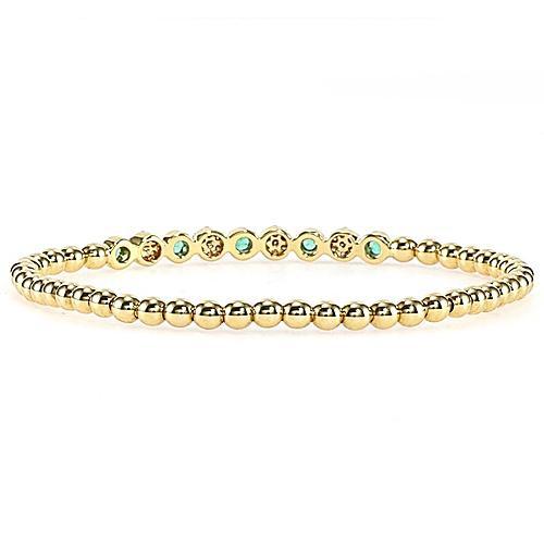 Diamond & Green Emerald Tennis Bracelet 3.70 Carats Yellow Gold 14K