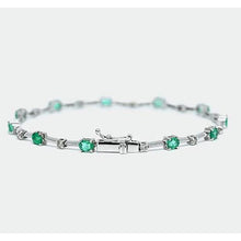 Diamond Green Emerald Tennis Bracelet 6.05 Carats White Gold 14K