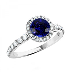 Natural Earth Mined Diamond Halo Blue Sapphire Gemstone Ring 3.50 Carats Wedding Jewellery