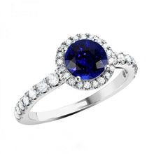 Diamond Halo Blue Sapphire Gemstone Ring 3.50 Carats Wedding Jewelry