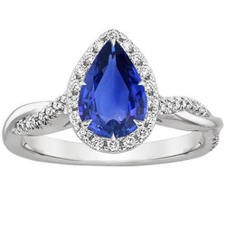 Diamond Halo Blue Sapphire Solitaire With Accents Ring 5.50 Carats