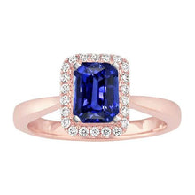 Diamond Halo Emerald Ceylon Sapphire Ring Tapered Shank 3 Carats Gold