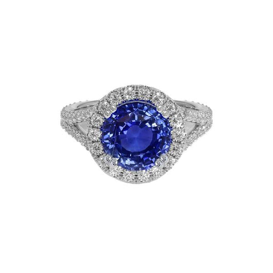 Diamond Halo Engagement Blue Sapphire WomenÃ¢â‚¬â„¢s Ring 10 Carats