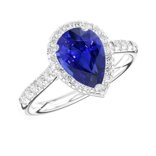 Diamond Halo Engagement Ring Ceylon Sapphire 3.50 Carats