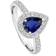 Diamond Halo Engagement Ring Pear Srilanka Sapphire 4.50 Carats