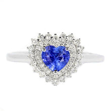 Diamond Halo Heart Natural Blue Sapphire Ring 3 Carat Star Style