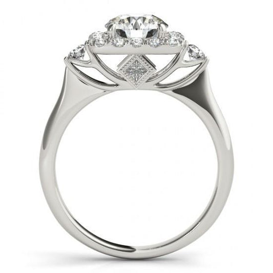 Diamond Halo Ring 1.50 Carats White Gold 14K Women Jewelry New