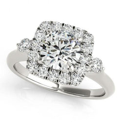 Natural Earth Mined Diamond Halo Ring 1.50 Carats White Gold 14K Women Jewellery New