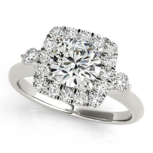 Diamond Halo Ring 1.50 Carats White Gold 14K Women Jewelry New