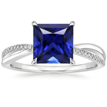 Diamond Halo Ring Ceylon Sapphire 5.50 Carat Princess with Accents