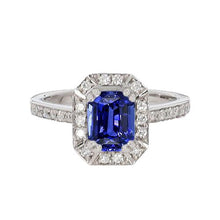 Diamond Halo Ring Emerald Sri Lankan Sapphire 3 Carats