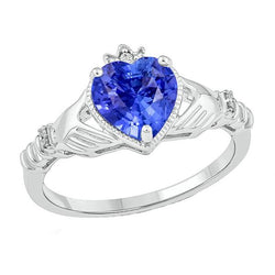 Diamond Heart Light Blue Sapphire Ring 2 Carats Ladies Jewelry
