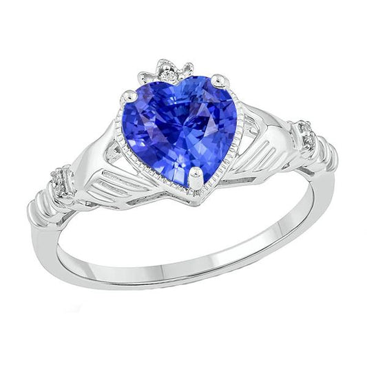 Diamond Heart Light Blue Sapphire Ring 2 Carats Ladies Jewelry