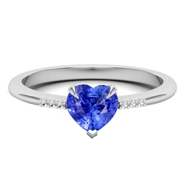 Diamond Heart Light Blue Sapphire Ring Prong Set 1.25 Carats Gold